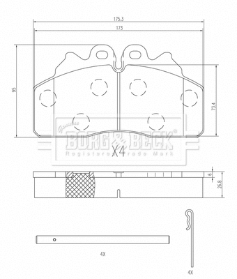 BBP33017 BORG & BECK Комплект тормозных колодок, дисковый тормоз (фото 1)