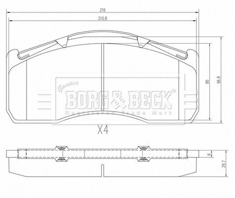 BBP33022 BORG & BECK Комплект тормозных колодок, дисковый тормоз (фото 1)