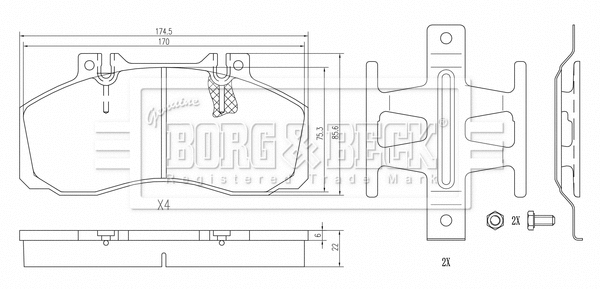 BBP33034 BORG & BECK Комплект тормозных колодок, дисковый тормоз (фото 1)