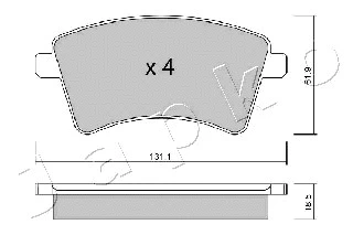 500720 JAPKO Комплект тормозных колодок, дисковый тормоз (фото 2)