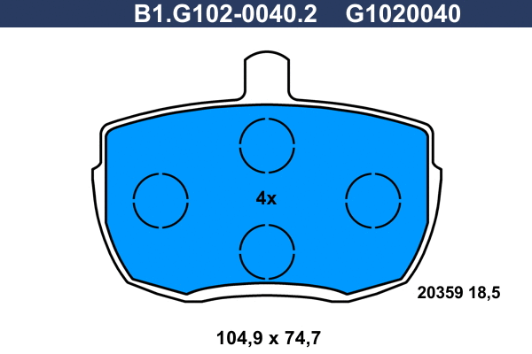 B1.G102-0040.2 GALFER Комплект тормозных колодок, дисковый тормоз (фото 1)
