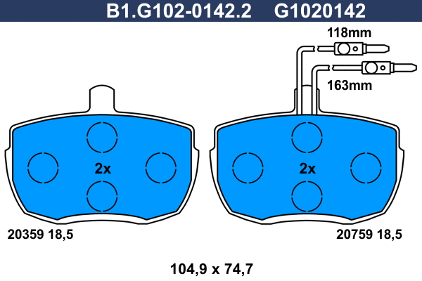 B1.G102-0142.2 GALFER Комплект тормозных колодок, дисковый тормоз (фото 1)