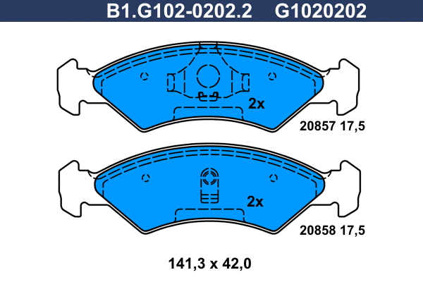 B1.G102-0202.2 GALFER Комплект тормозных колодок, дисковый тормоз (фото 1)