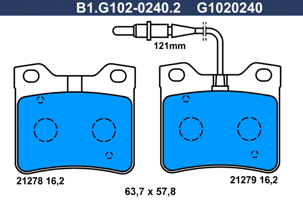 B1.G102-0240.2 GALFER Комплект тормозных колодок, дисковый тормоз (фото 1)