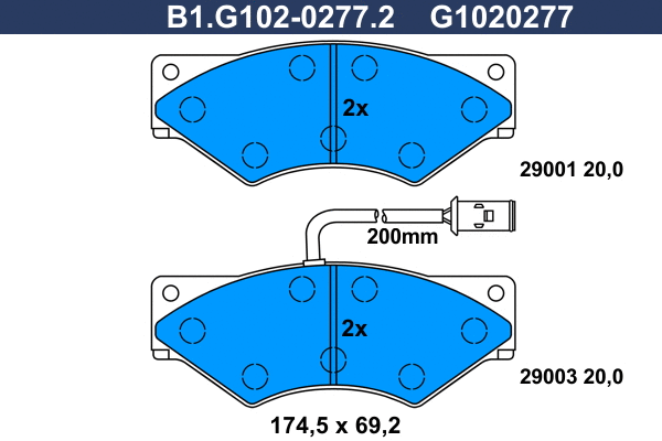 B1.G102-0277.2 GALFER Комплект тормозных колодок, дисковый тормоз (фото 1)