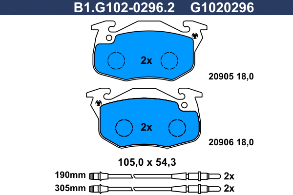 B1.G102-0296.2 GALFER Комплект тормозных колодок, дисковый тормоз (фото 1)