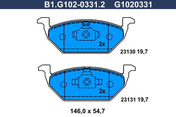B1.G102-0331.2 GALFER Комплект тормозных колодок, дисковый тормоз (фото 1)