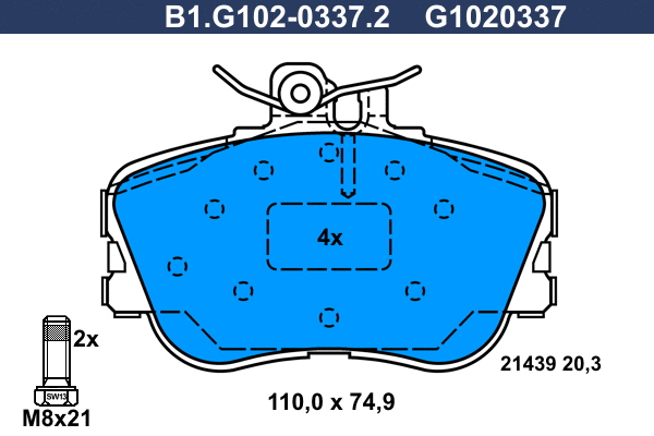 B1.G102-0337.2 GALFER Комплект тормозных колодок, дисковый тормоз (фото 1)