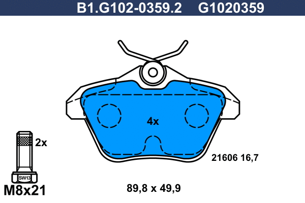 B1.G102-0359.2 GALFER Комплект тормозных колодок, дисковый тормоз (фото 1)