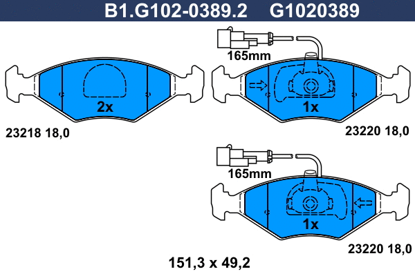 B1.G102-0389.2 GALFER Комплект тормозных колодок, дисковый тормоз (фото 1)