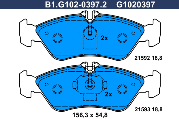 B1.G102-0397.2 GALFER Комплект тормозных колодок, дисковый тормоз (фото 1)