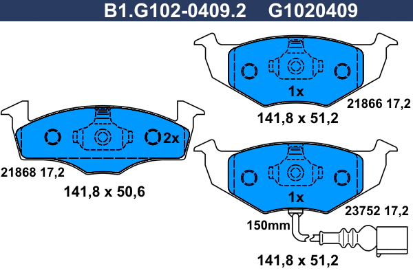B1.G102-0409.2 GALFER Комплект тормозных колодок, дисковый тормоз (фото 1)