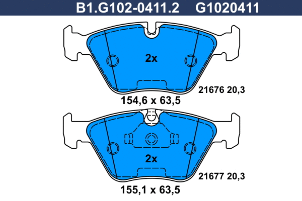 B1.G102-0411.2 GALFER Комплект тормозных колодок, дисковый тормоз (фото 1)