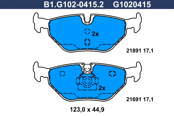 B1.G102-0415.2 GALFER Комплект тормозных колодок, дисковый тормоз (фото 1)