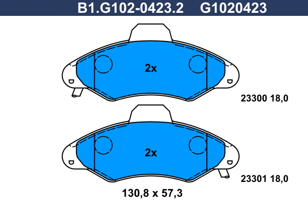 B1.G102-0423.2 GALFER Комплект тормозных колодок, дисковый тормоз (фото 1)