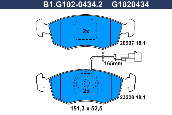 B1.G102-0434.2 GALFER Комплект тормозных колодок, дисковый тормоз (фото 1)