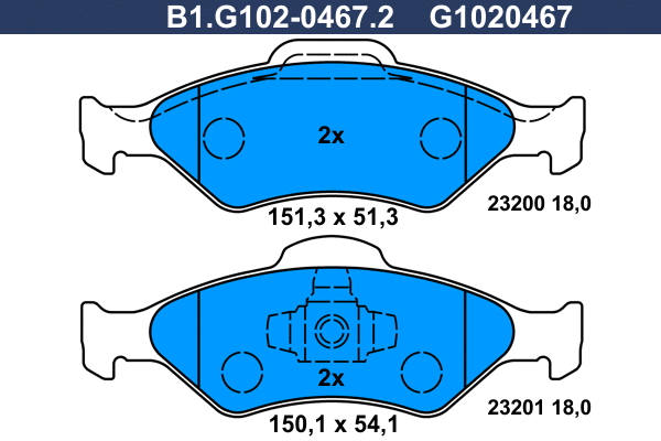 B1.G102-0467.2 GALFER Комплект тормозных колодок, дисковый тормоз (фото 1)