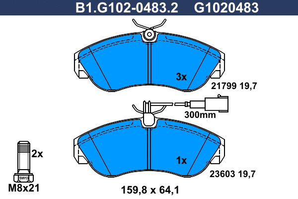 B1.G102-0483.2 GALFER Комплект тормозных колодок, дисковый тормоз (фото 1)