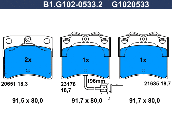 B1.G102-0533.2 GALFER Комплект тормозных колодок, дисковый тормоз (фото 1)
