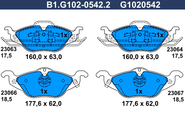 B1.G102-0542.2 GALFER Комплект тормозных колодок, дисковый тормоз (фото 1)