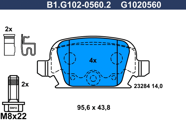 B1.G102-0560.2 GALFER Комплект тормозных колодок, дисковый тормоз (фото 1)