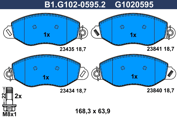 B1.G102-0595.2 GALFER Комплект тормозных колодок, дисковый тормоз (фото 1)