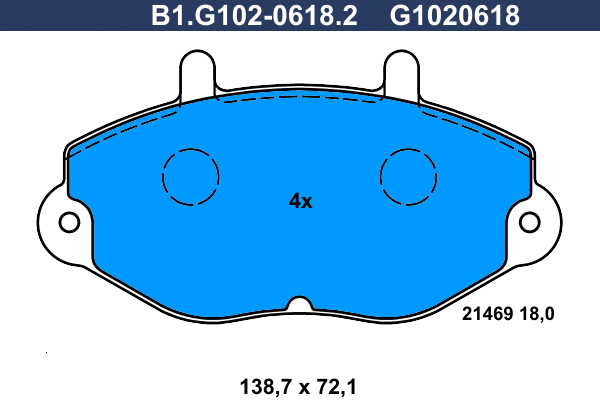 B1.G102-0618.2 GALFER Комплект тормозных колодок, дисковый тормоз (фото 1)