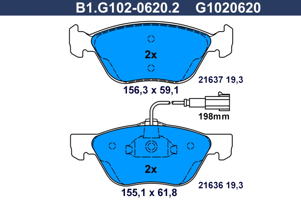 B1.G102-0620.2 GALFER Комплект тормозных колодок, дисковый тормоз (фото 1)