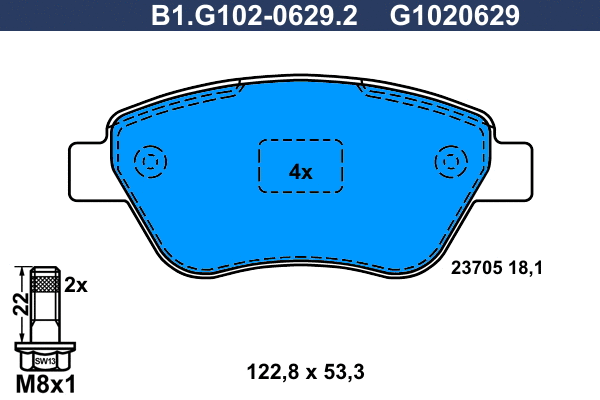 B1.G102-0629.2 GALFER Комплект тормозных колодок, дисковый тормоз (фото 1)