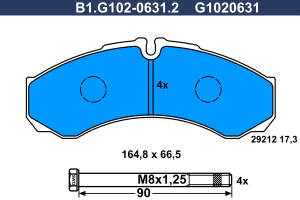 B1.G102-0631.2 GALFER Комплект тормозных колодок, дисковый тормоз (фото 1)