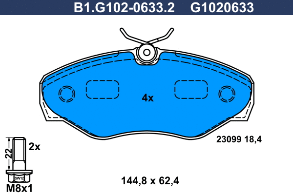 B1.G102-0633.2 GALFER Комплект тормозных колодок, дисковый тормоз (фото 1)