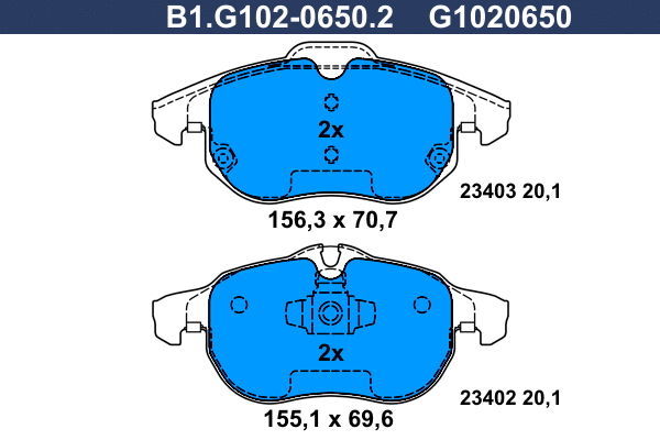 B1.G102-0650.2 GALFER Комплект тормозных колодок, дисковый тормоз (фото 1)