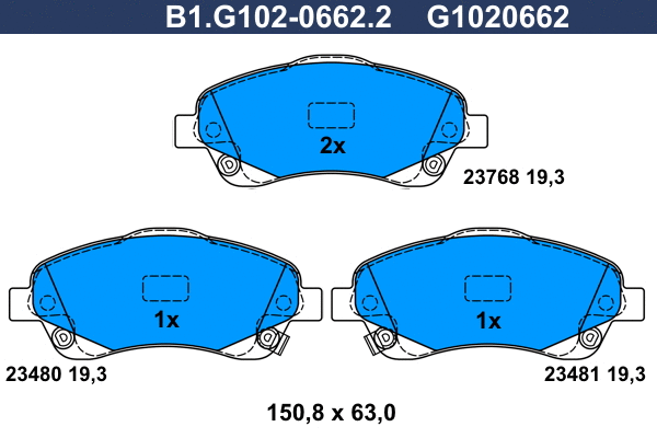 B1.G102-0662.2 GALFER Комплект тормозных колодок, дисковый тормоз (фото 1)