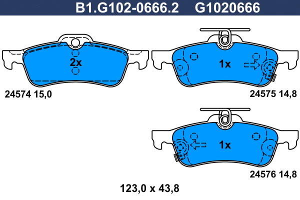 B1.G102-0666.2 GALFER Комплект тормозных колодок, дисковый тормоз (фото 1)