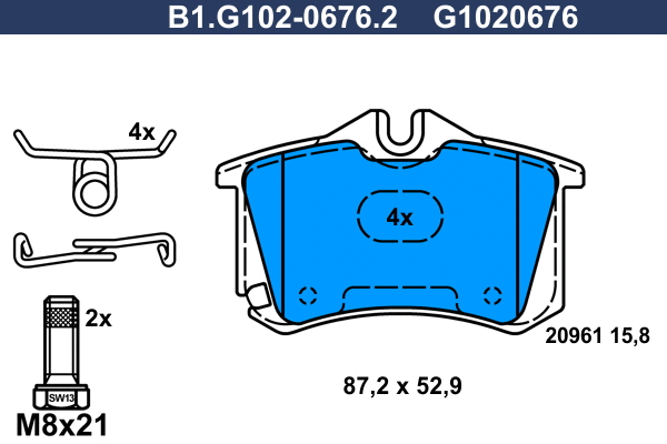 B1.G102-0676.2 GALFER Комплект тормозных колодок, дисковый тормоз (фото 1)
