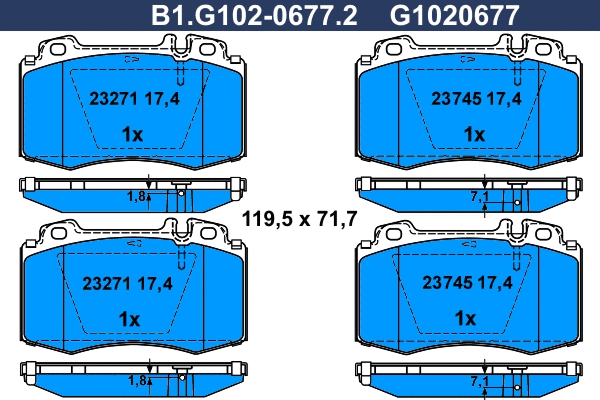 B1.G102-0677.2 GALFER Комплект тормозных колодок, дисковый тормоз (фото 1)