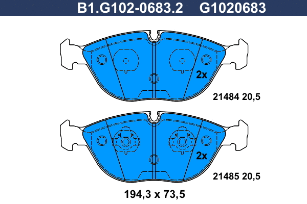 B1.G102-0683.2 GALFER Комплект тормозных колодок, дисковый тормоз (фото 1)