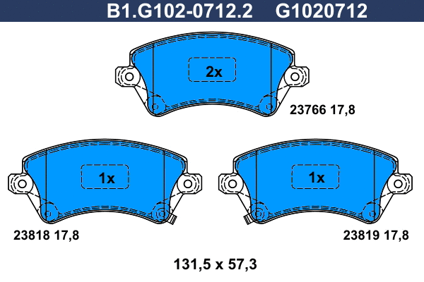 B1.G102-0712.2 GALFER Комплект тормозных колодок, дисковый тормоз (фото 1)
