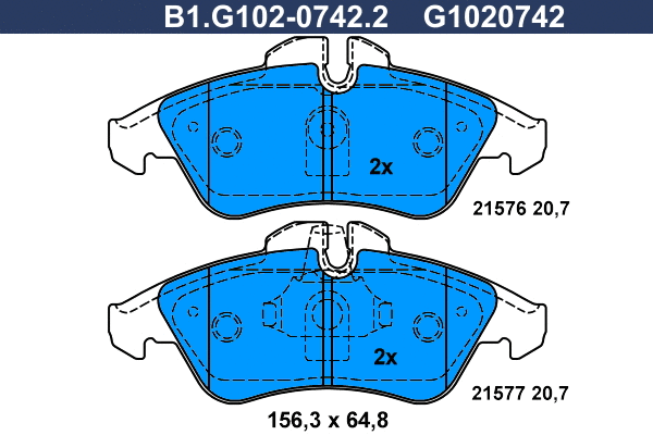 B1.G102-0742.2 GALFER Комплект тормозных колодок, дисковый тормоз (фото 1)