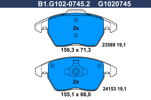 B1.G102-0745.2 GALFER Комплект тормозных колодок, дисковый тормоз (фото 1)