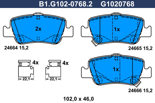 B1.G102-0768.2 GALFER Комплект тормозных колодок, дисковый тормоз (фото 1)