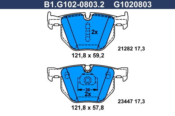 B1.G102-0803.2 GALFER Комплект тормозных колодок, дисковый тормоз (фото 1)