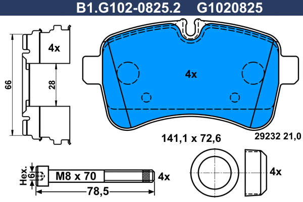 B1.G102-0825.2 GALFER Комплект тормозных колодок, дисковый тормоз (фото 1)