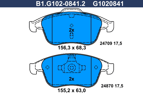 B1.G102-0841.2 GALFER Комплект тормозных колодок, дисковый тормоз (фото 1)