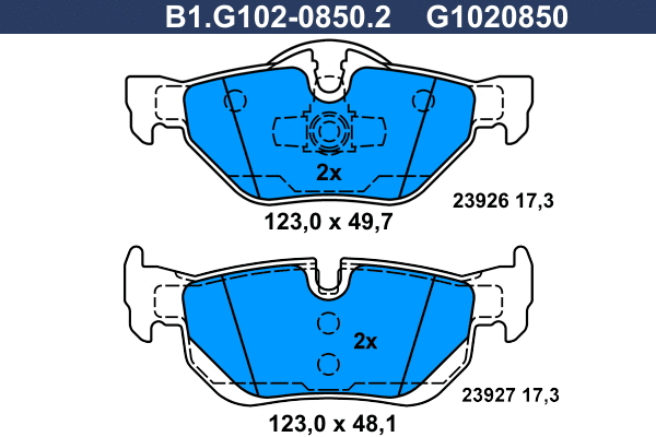 B1.G102-0850.2 GALFER Комплект тормозных колодок, дисковый тормоз (фото 1)