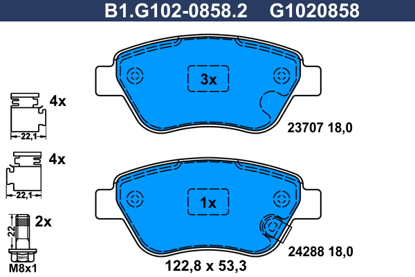 B1.G102-0858.2 GALFER Комплект тормозных колодок, дисковый тормоз (фото 1)