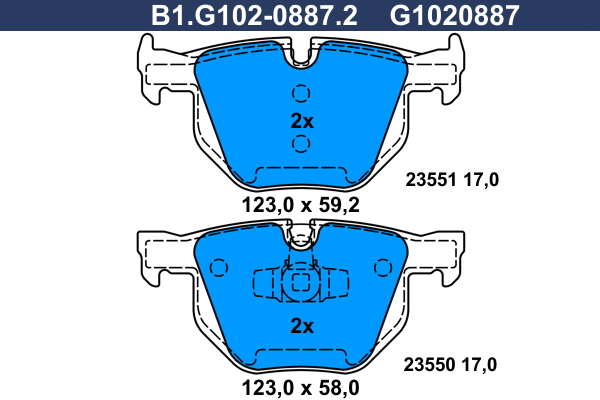 B1.G102-0887.2 GALFER Комплект тормозных колодок, дисковый тормоз (фото 1)