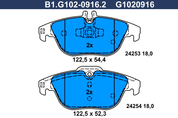 B1.G102-0916.2 GALFER Комплект тормозных колодок, дисковый тормоз (фото 1)