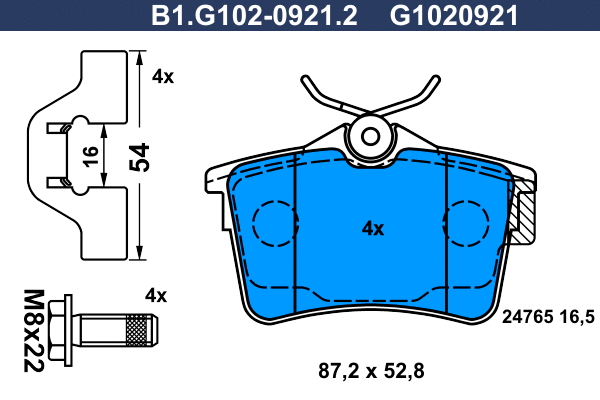 B1.G102-0921.2 GALFER Комплект тормозных колодок, дисковый тормоз (фото 1)