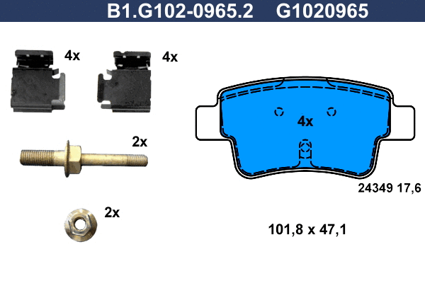 B1.G102-0965.2 GALFER Комплект тормозных колодок, дисковый тормоз (фото 1)